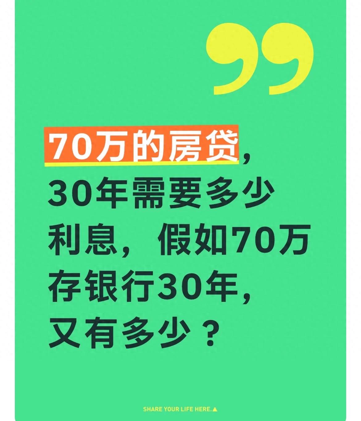 下载房贷计算器算一笔账：70万贷30年利息多少？存银行又能赚多少
